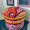 بف جلوس رمضاني مزخرف بقماش الخيامية - Ramadan Ottoman Pouf with Khayamiya Fabric Design