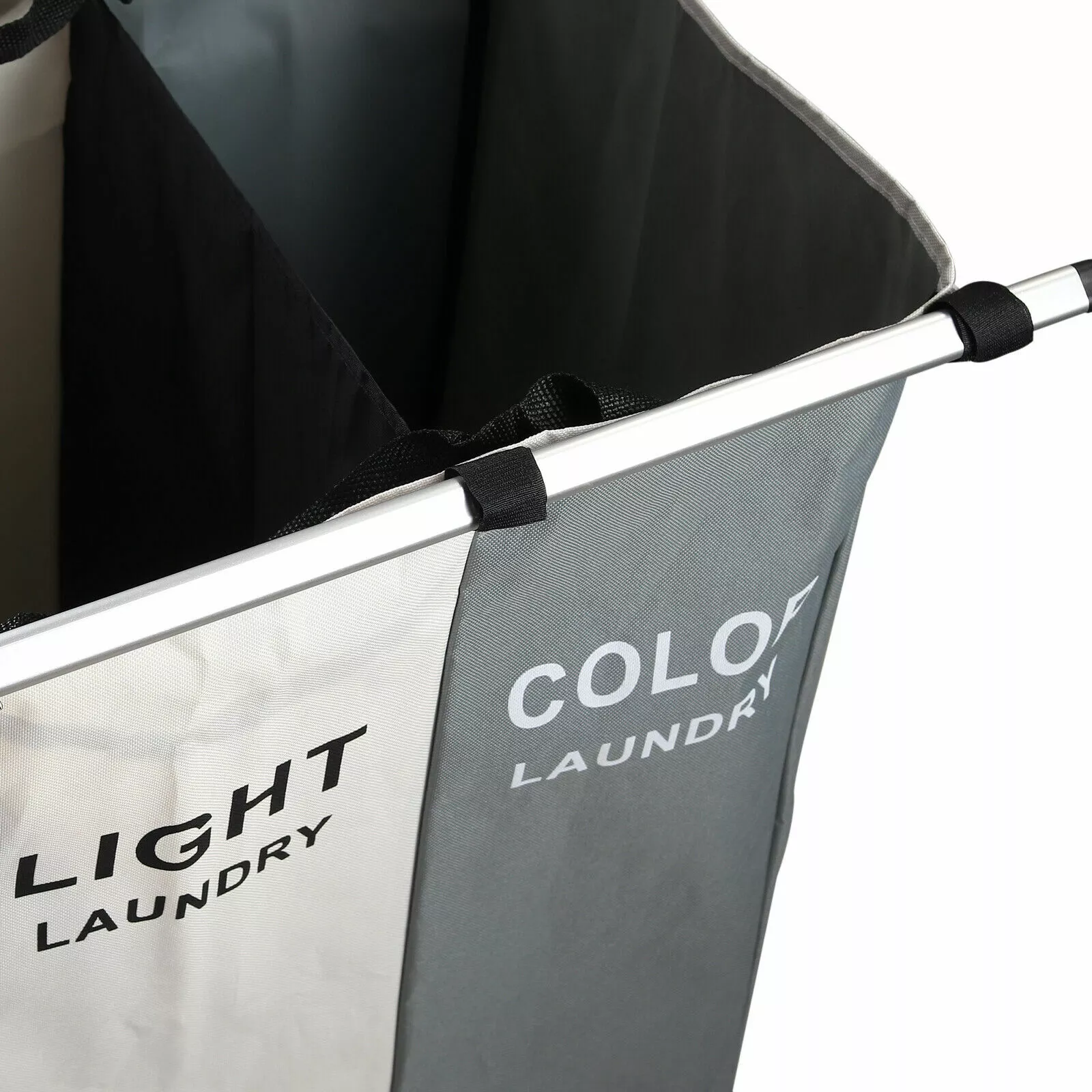 سلة غسيل بـ 3 أقسام لتسهيل فرز الأبيض، الألوان، والملابس الداكنه- Laundry Basket with 3 Sections for Sorting Whites, Colors, and Delicates - Image 8