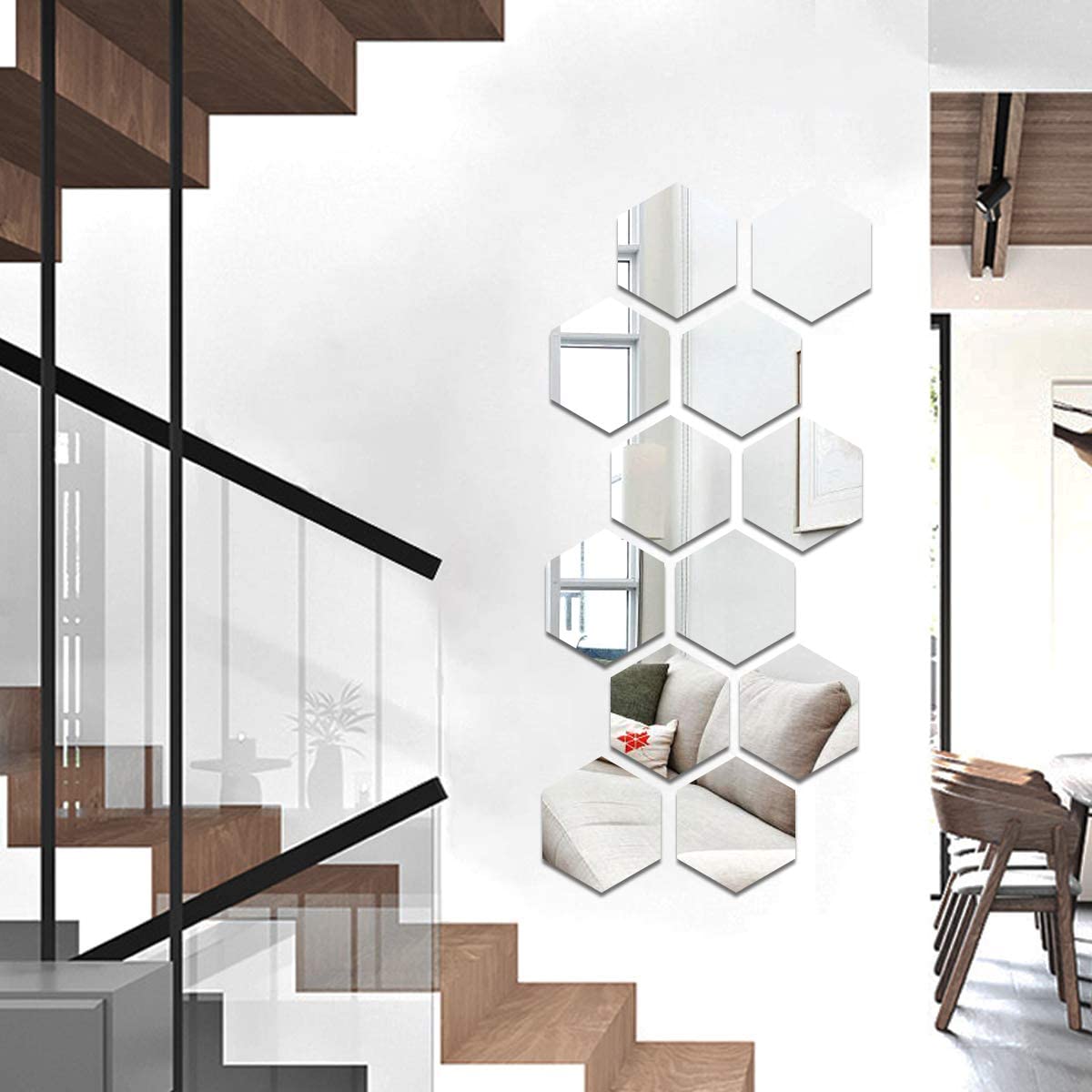 مرايات حائط سداسية لاصقة بدون مسامير 7 قطع شيك ومتينة لديكور البيت – Hexagonal Self-Adhesive Wall Mirrors 7 Pieces Stylish and Durable Home Decor - Image 8