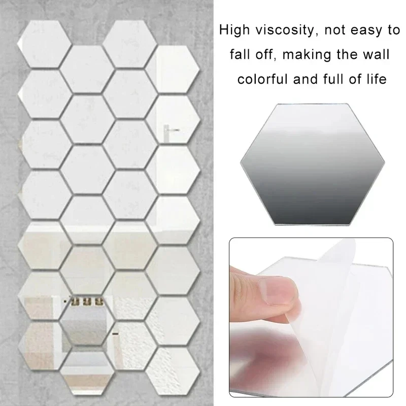 مرايات حائط سداسية لاصقة بدون مسامير 7 قطع شيك ومتينة لديكور البيت – Hexagonal Self-Adhesive Wall Mirrors 7 Pieces Stylish and Durable Home Decor