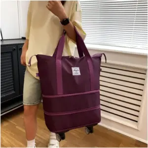 شنطة سفر بعجل قابلة للطي بتوسيع ذكي وسعة ضخمة - Foldable Rolling Travel Bag with Smart Expansion
