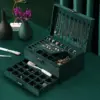 علبة مجوهرات 3 أدوار بغطاء وقفل لحماية وتنظيم الاكسسوارات – 3-Layer Jewelry Organizer Box with Lock & Mirror
