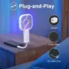 مضرب ناموس كهربائي يو اس بي بشحن وإضاءة ليلية - USB Rechargeable Mosquito Swatter with Night Light