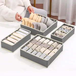 منظم الملابس الداخلية 4 قطع القابل للطي – Foldable Underwear & Drawer Organizer Set