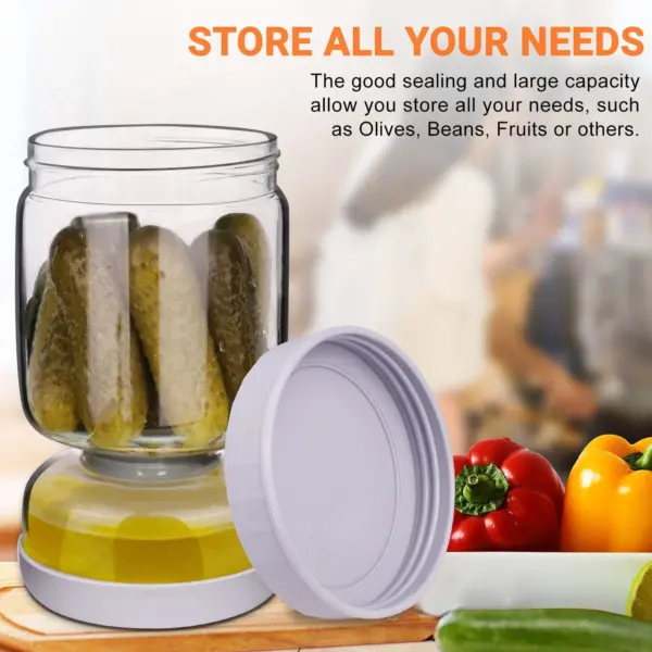 برطمان المخلل الذكي لمنع تسريب الزيت  والبلل - Smart Flip Pickle Jar For Clean Grab Every Time
