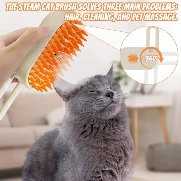فرشة البخار للقطط والكلاب لفك العقد، التسريح، والمساج – Steam Grooming Brush for Cats & Dogs Detangle, Massage & Shine