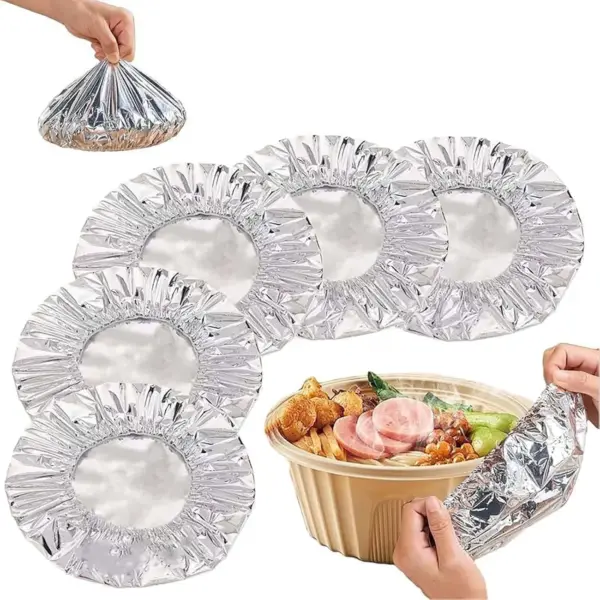 أغطية الطعام الفويل (50 قطعة) القابلة لإعادة الاستخدام لحفظ الاكل  - Reusable Stretchable Foil Food Covers (50 PCS) For Longer