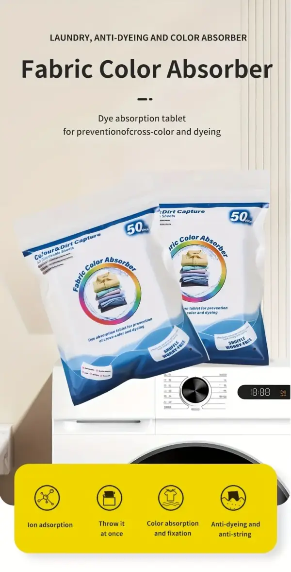 مناديل امتصاص الألوان في الغسالة (عرض عبوتين 100 قطعة) – Fabric Color Absorber Sheets ( 100 PCS)
